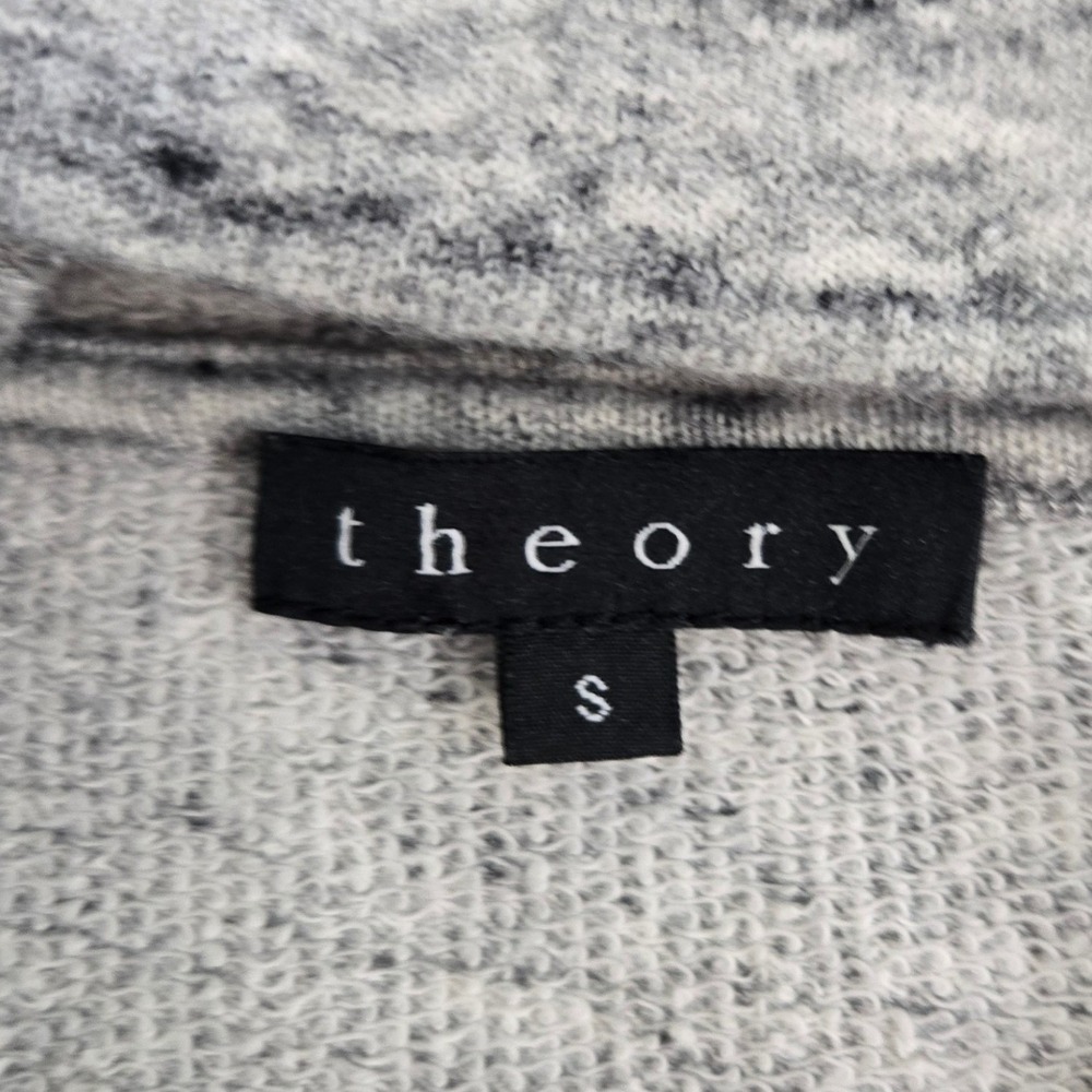 Theory Womens S Gray Shirfa Surfside Cotton Open Front Hooded Cardigan Sweater - Picture 5 of 10